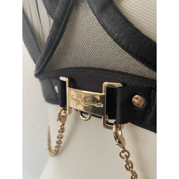 Honey Birdette Bra Indira Sheer Mesh Studded Lingerie Black FLAW - Picture 5 of 13